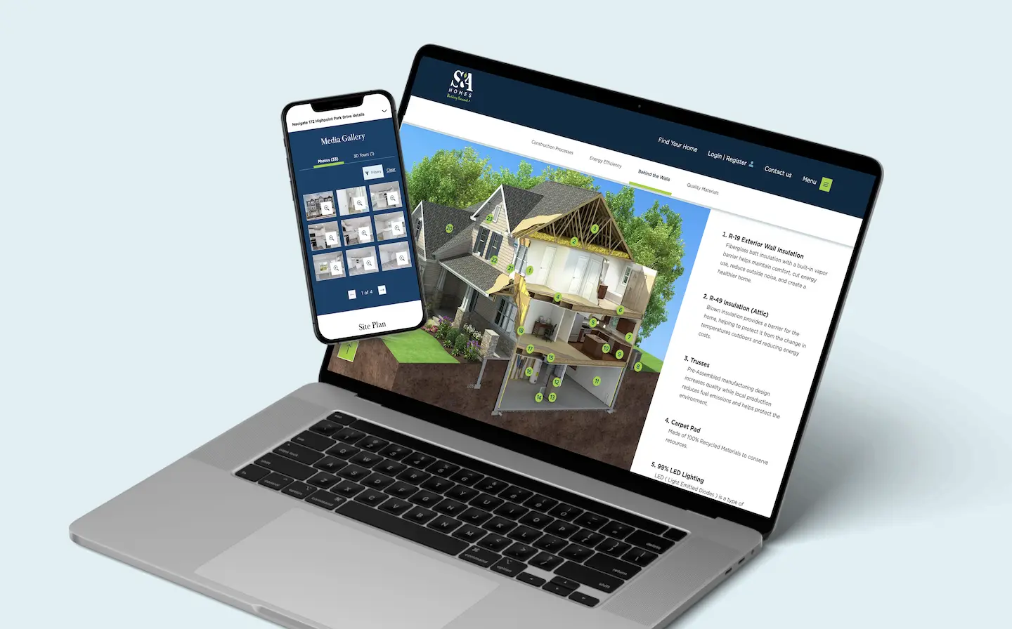 S&A Website on viewed on a smartphone and laptop